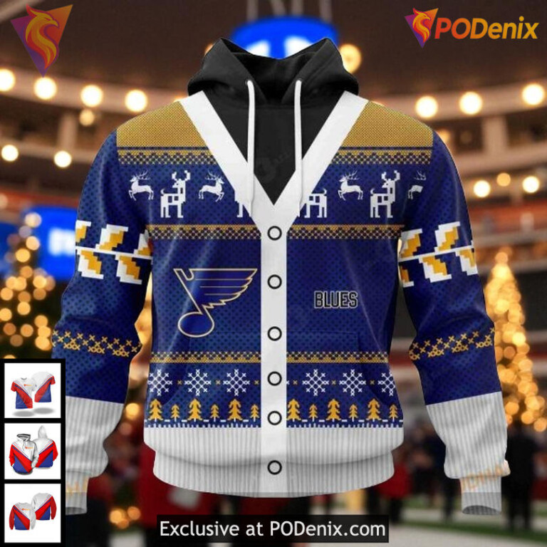 NHL St Louis Blues Hoodie, Custom Christmas Season Unisex Graphic 3D Design