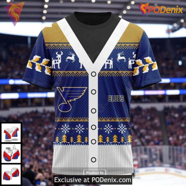 NHL St Louis Blues Hoodie, Custom Christmas Season Unisex Graphic 3D Design - 2