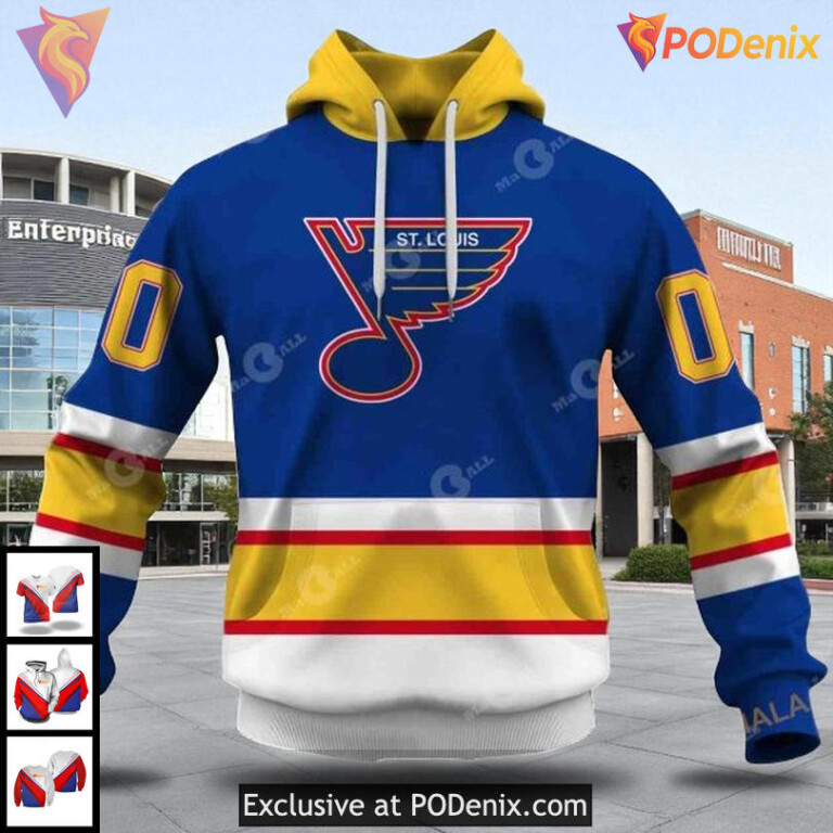NHL St Louis Blues Hoodie Retro Heritage Style Custom 3D Vintage Pullover
