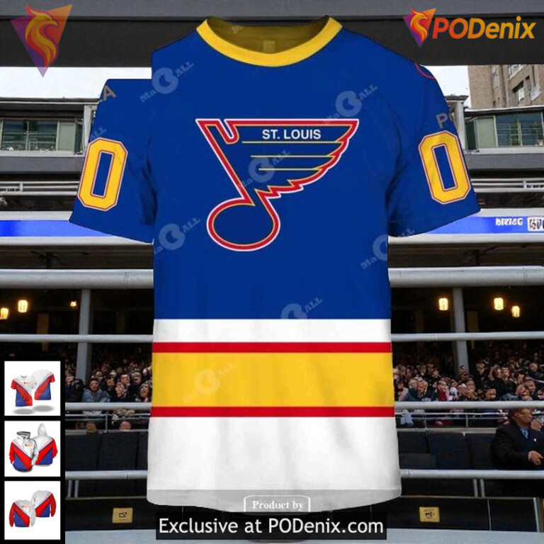 NHL St Louis Blues Hoodie Retro Heritage Style Custom 3D Vintage Pullover - 1
