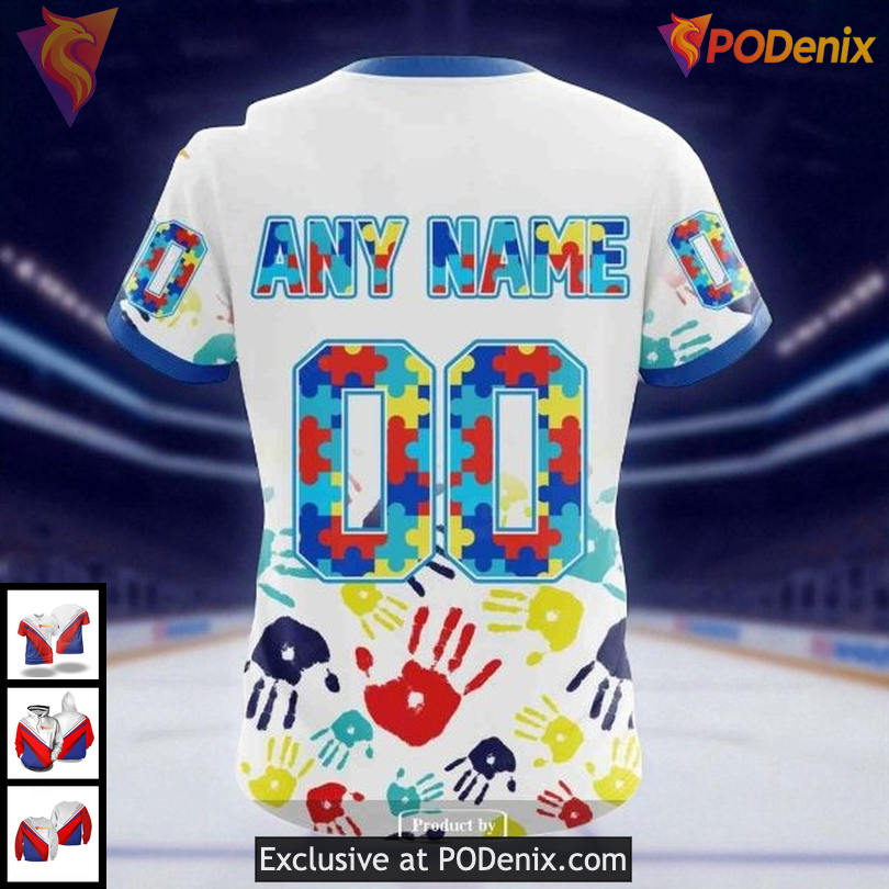 NHL Tampa Bay Lightning Hoodie Autism Awareness 3D Design With Handprints NHL Tampa Bay Lightning Hoodie Autism Awareness 3D Design With Handprints