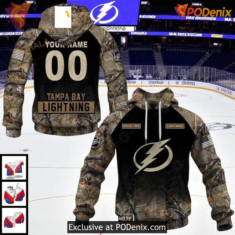 NHL Tampa Bay Lightning Hoodie, Custom Hunting Camo All Over Print 3D