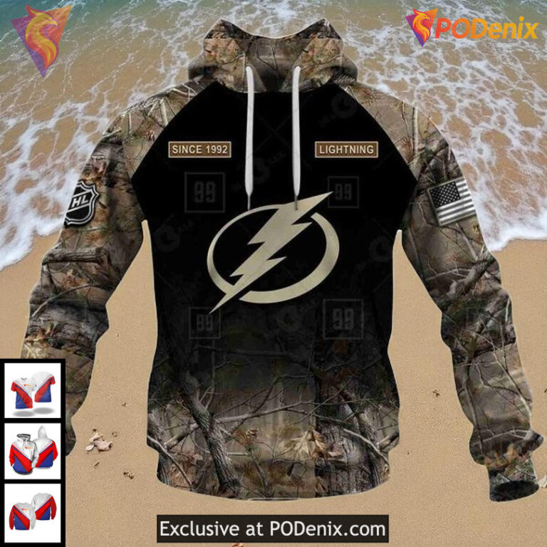 NHL Tampa Bay Lightning Hoodie, Custom Hunting Camo All Over Print 3D - 1