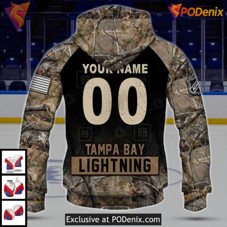 NHL Tampa Bay Lightning Hoodie, Custom Hunting Camo All Over Print 3D - 3