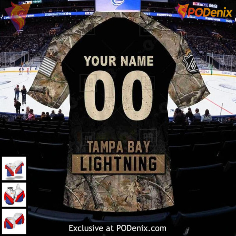 NHL Tampa Bay Lightning Hoodie, Custom Hunting Camo All Over Print 3D - 4