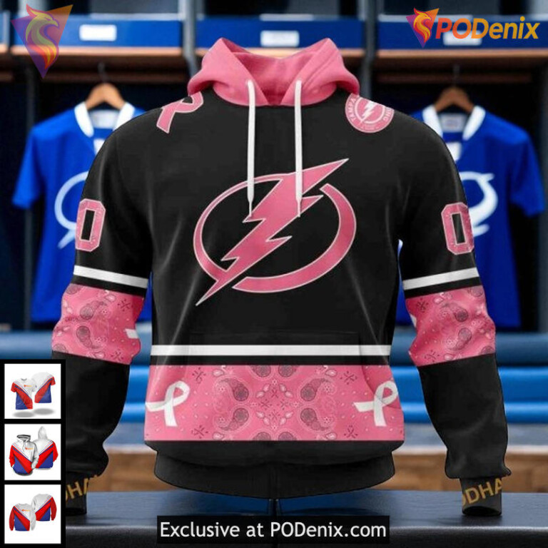 NHL Tampa Bay Lightning Hoodie, Custom Pink October We Wear Pink 3D Design