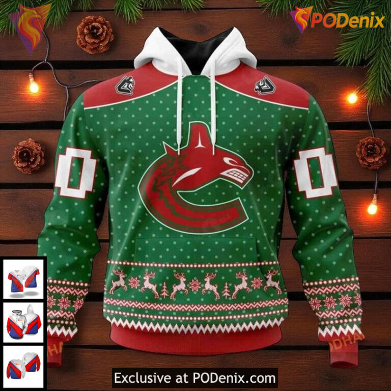 NHL Vancouver Canucks Hoodie Christmas Edition with All Over Print Style