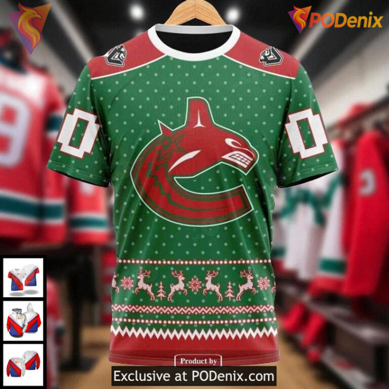 NHL Vancouver Canucks Hoodie Christmas Edition with All Over Print Style - 2