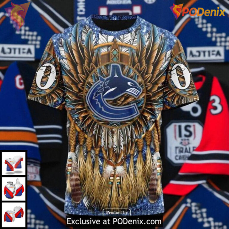 NHL Vancouver Canucks Hoodie, Native Feather Inspired 3D All Over Print - 2