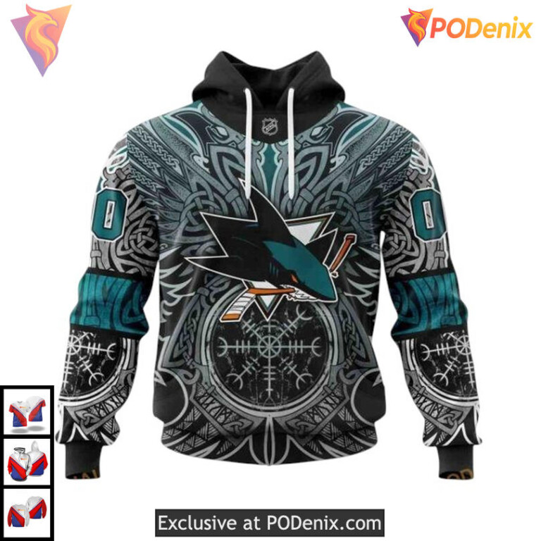 Norse Viking Symbol Graphic Custom San Jose Sharks Womens Hoodie NHL 3D