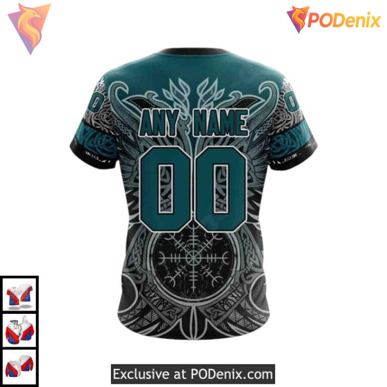 Norse Viking Symbol Graphic Custom San Jose Sharks Womens Hoodie NHL 3D - 1