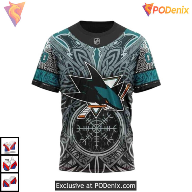 Norse Viking Symbol Graphic Custom San Jose Sharks Womens Hoodie NHL 3D - 3