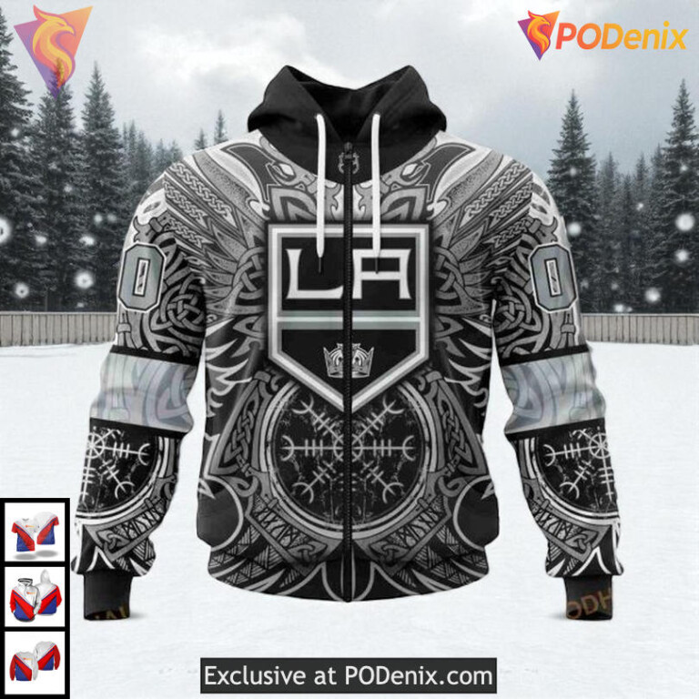 Norse Viking Symbols Artwork Custom Los Angeles Kings Pullover Hoodie NHL 3D