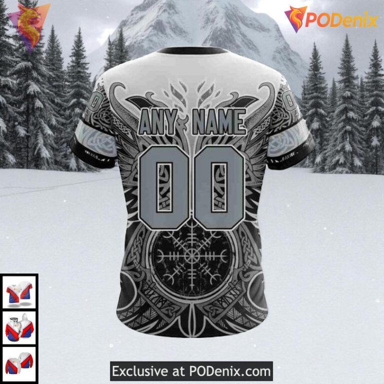 Norse Viking Symbols Artwork Custom Los Angeles Kings Pullover Hoodie NHL 3D - 1