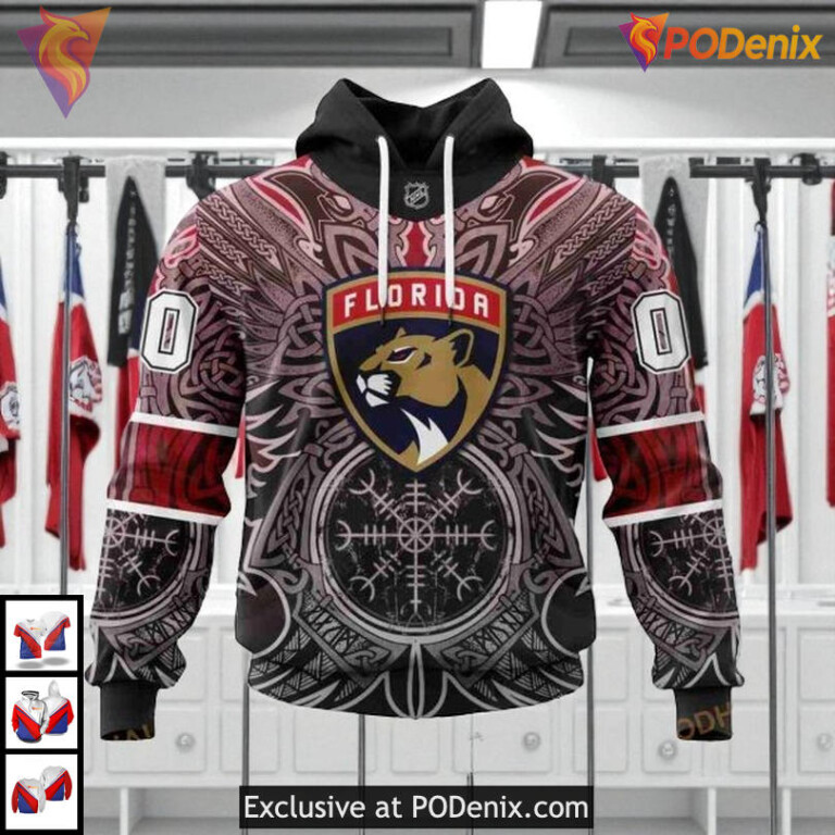 Norse Viking Symbols Artwork Custom Personalized Florida Panthers Hoodie 3D - 3