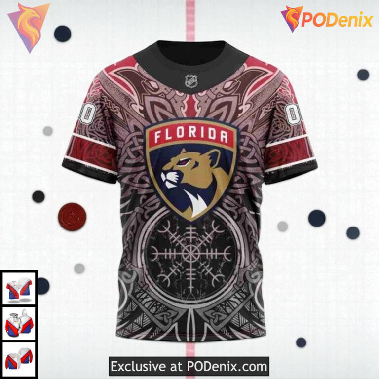 Norse Viking Symbols Artwork Custom Personalized Florida Panthers Hoodie 3D - 4