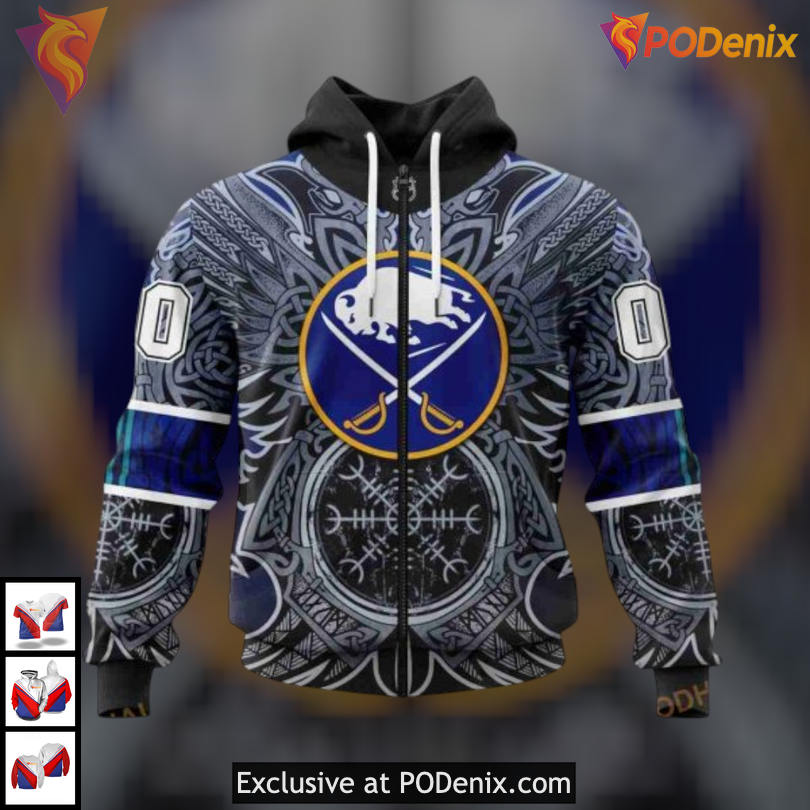 Norse Viking Symbols Artwork NHL Buffalo Sabres Full Print Hoodie Custom 3D