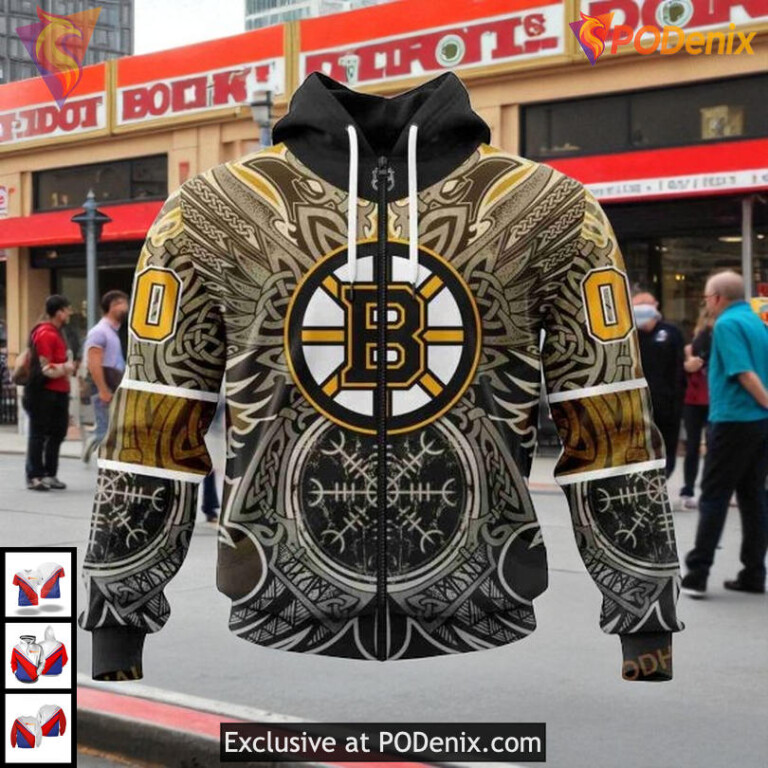 Norse Viking Symbols Boston Bruins Hoodie 3D Custom NHL Heritage Shirt Edition