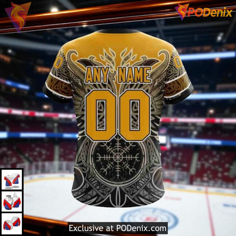Norse Viking Symbols Boston Bruins Hoodie 3D Custom NHL Heritage Shirt Edition - 2