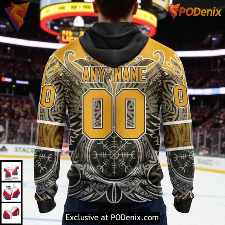Norse Viking Symbols Boston Bruins Hoodie 3D Custom NHL Heritage Shirt Edition - 3