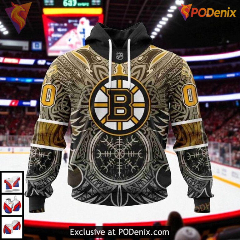 Norse Viking Symbols Boston Bruins Hoodie 3D Custom NHL Heritage Shirt Edition - 4