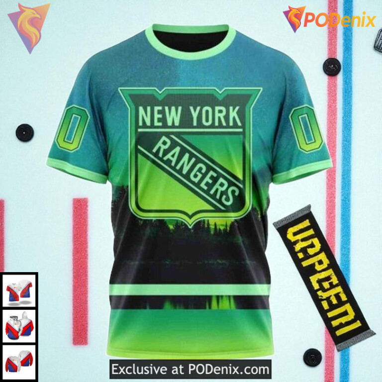 Northern Light Full Print Custom Design New York Rangers Hoodie 3D Edition - 2