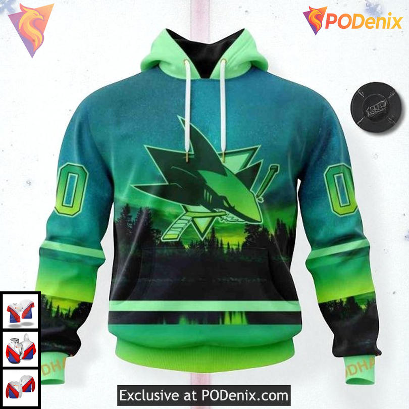 Northern Light Full Print Design Custom San Jose Sharks Kids Hoodie 3D