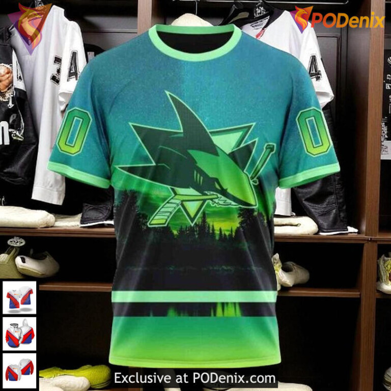 Northern Light Full Print Design Custom San Jose Sharks Kids Hoodie 3D - 2