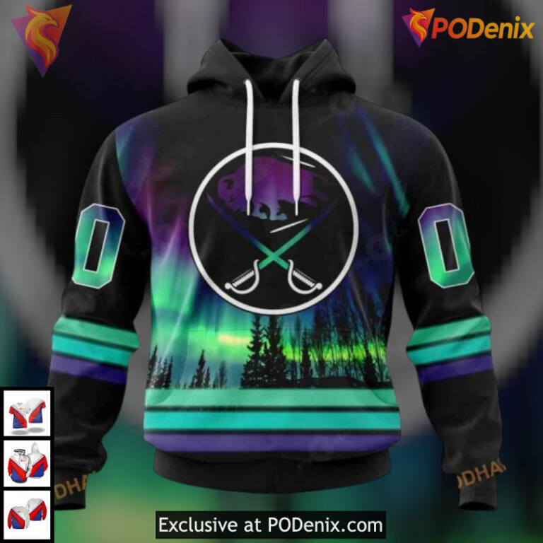 Northern Lights Aurora Concept NHL Custom Number Buffalo Sabres Hoodie 3D