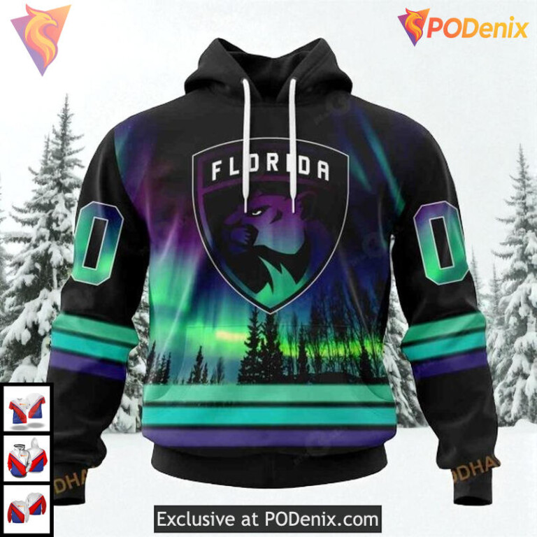 Northern Lights Aurora Effect Custom Florida Panthers Christmas Hoodie NHL 3D