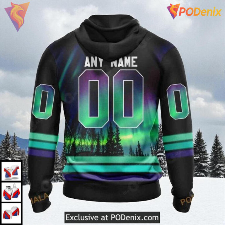 Northern Lights Aurora Effect Custom Los Angeles Kings Sweatshirt Hoodie NHL 3D - 1