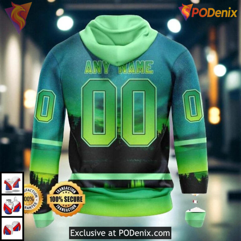 Northern Lights Custom Print Personalized New York Rangers Youth Hoodie 3D - 1