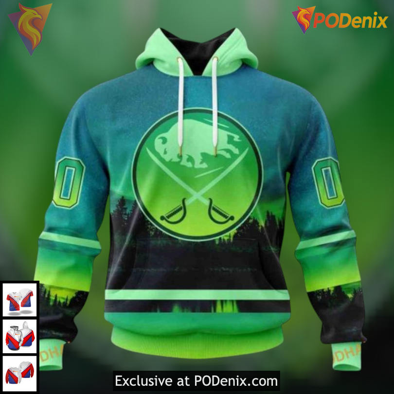 Northern Lights Full Print Artwork NHL Buffalo Sabres Mens Hoodie Custom 3D Northern Lights Full Print Artwork NHL Buffalo Sabres Mens Hoodie Custom 3D