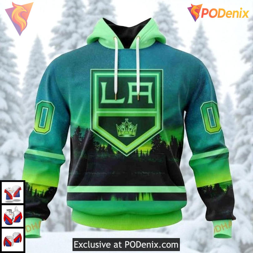 Northern Lights Full Print Design Custom Los Angeles Kings 3D Hoodie NHL