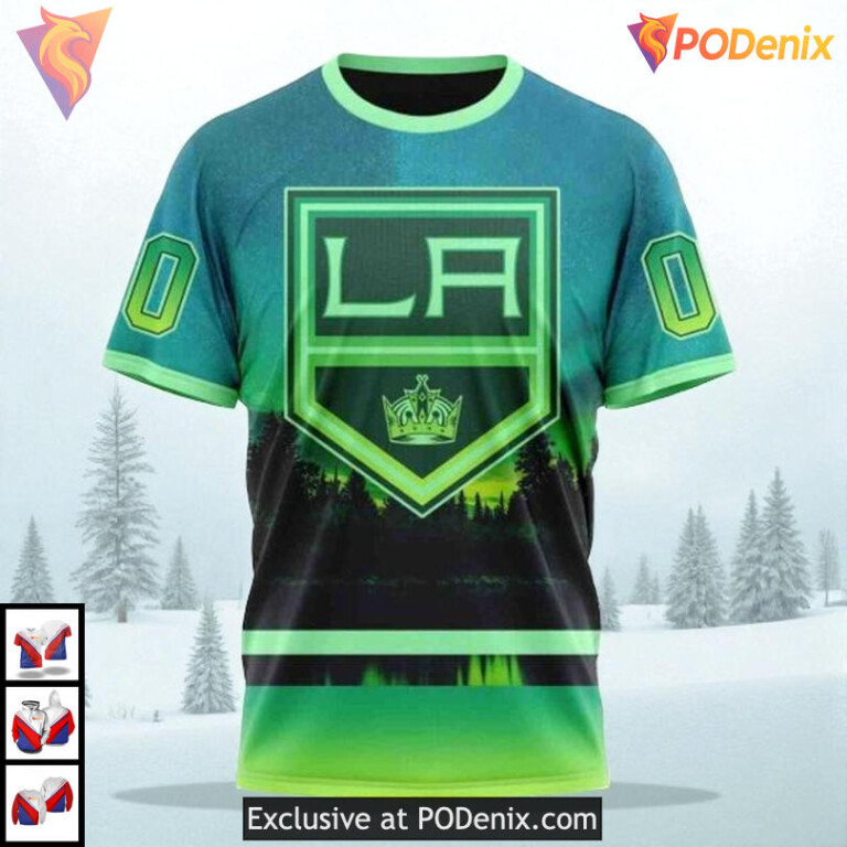 Northern Lights Full Print Design Custom Los Angeles Kings 3D Hoodie NHL - 2