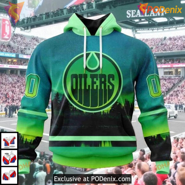 Northern Lights Full Print Edition NHL Edmonton Oilers 3D Hoodie Custom