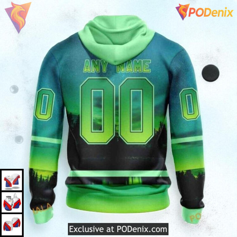 Northern Lights Full Print Edition NHL Edmonton Oilers 3D Hoodie Custom - 1