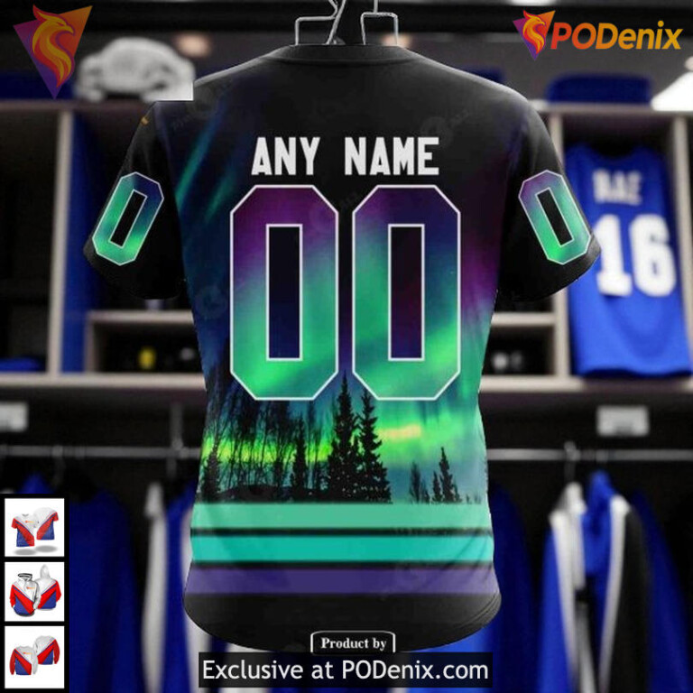 Northern Lights Inspired Artwork Printed On Custom Number New York Rangers Hoodie - 3