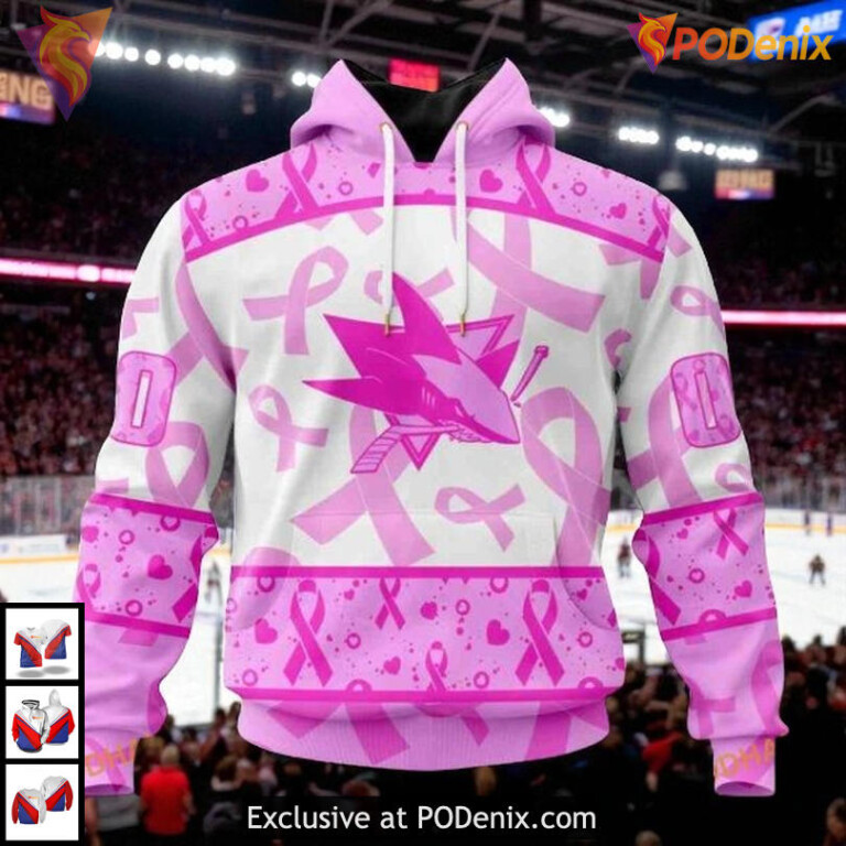 October Breast Cancer Awareness Month Custom San Jose Sharks 3D Hoodie
