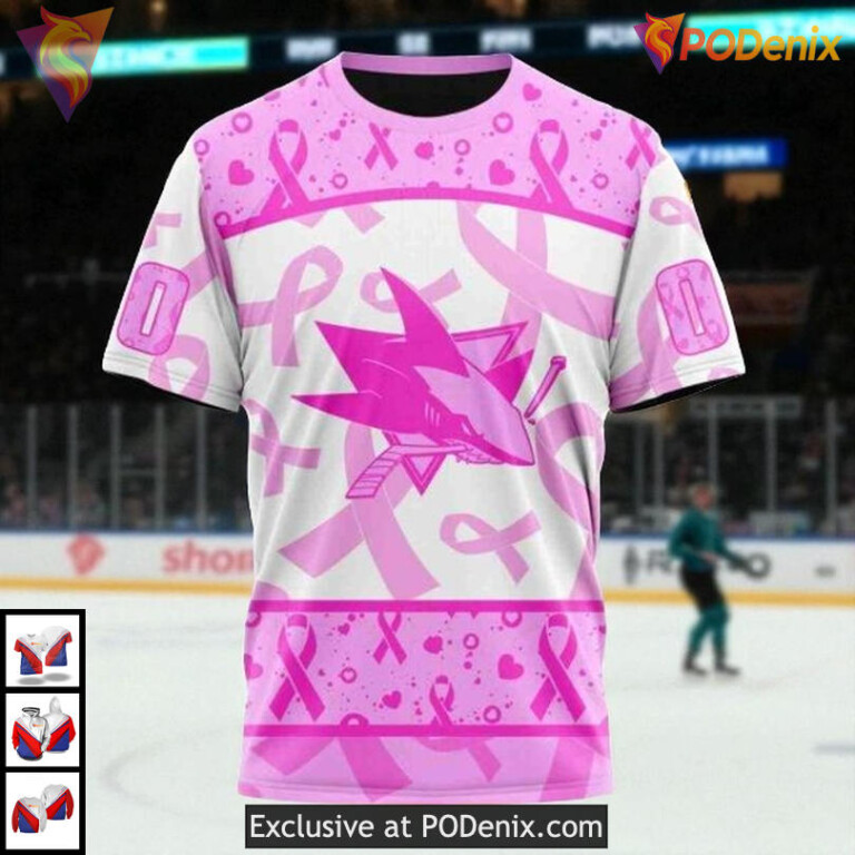 October Breast Cancer Awareness Month Custom San Jose Sharks 3D Hoodie - 2
