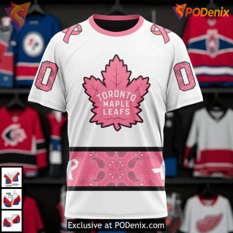October Breast Cancer Awareness Toronto Maple Leafs Full Print Hoodie, Custom 3D - 2