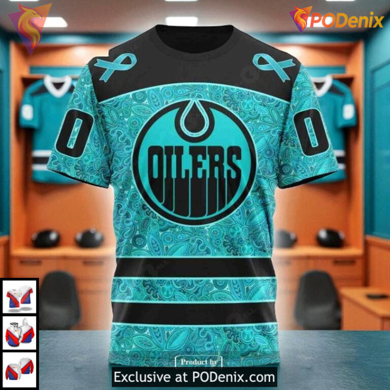 Ovarian Cancer Awareness Tribute NHL Edmonton Oilers Personalized 3D Hoodie - 2