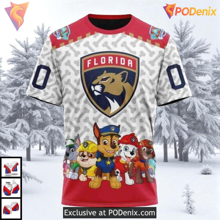 Paw Patrol Cartoon Graphic Custom Florida Panthers Holiday Hoodie NHL 3D - 2