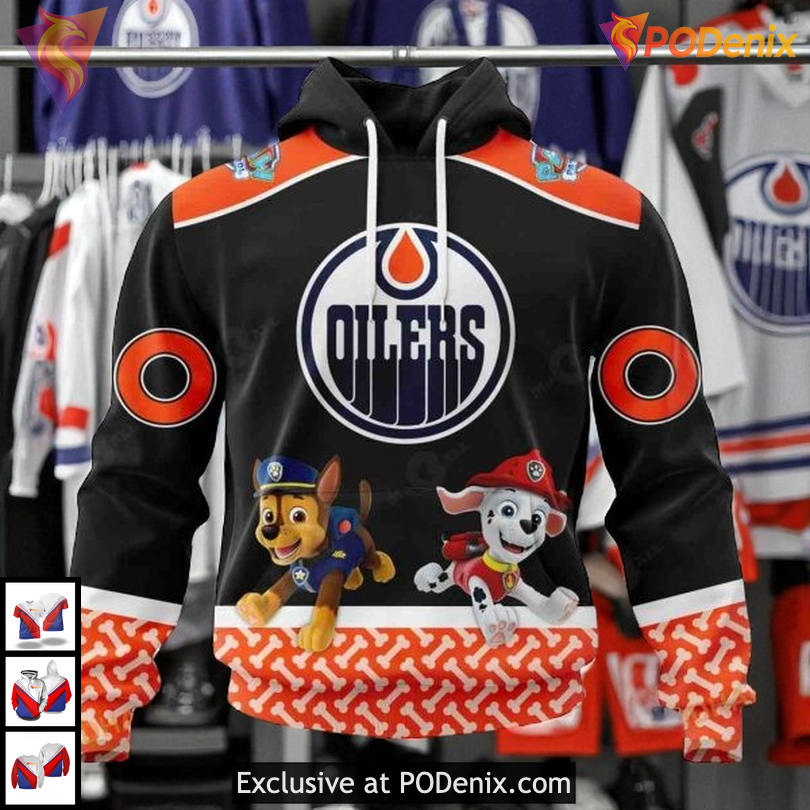 Paw Patrol Cartoon Graphic Personalized Edmonton Oilers Hoodie 3D NHL
