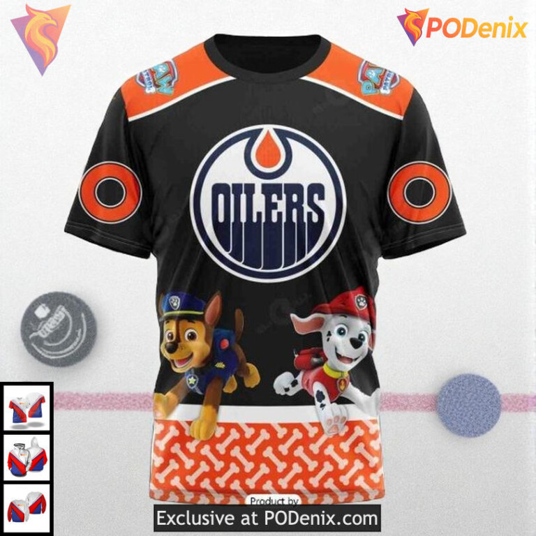 Paw Patrol Cartoon Graphic Personalized Edmonton Oilers Hoodie 3D NHL - 2
