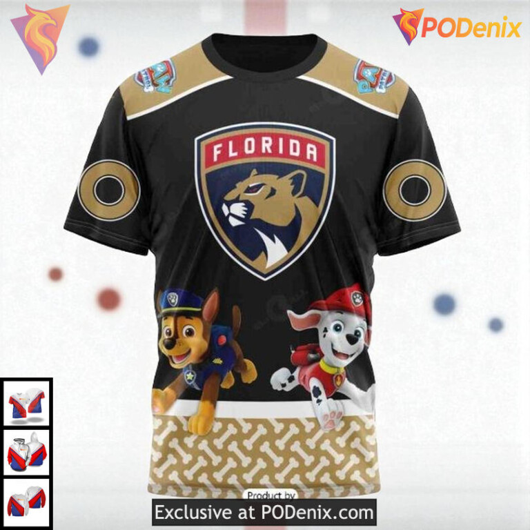 Paw Patrol Cartoon Graphic Personalized Florida Panthers Sweatshirt Hoodie NHL 3D - 2