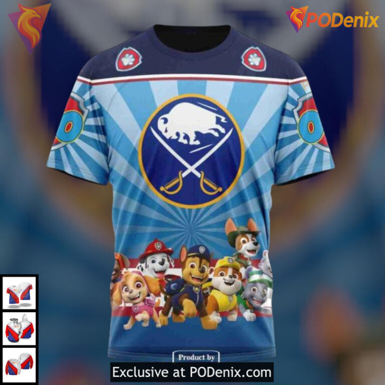 Paw Patrol Cartoon Kits Inspired NHL Buffalo Sabres Zip Up Hoodie Custom - 3