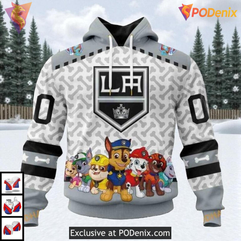 Paw Patrol Cartoon Style Design Custom Los Angeles Kings Zip Up Hoodie NHL 3D
