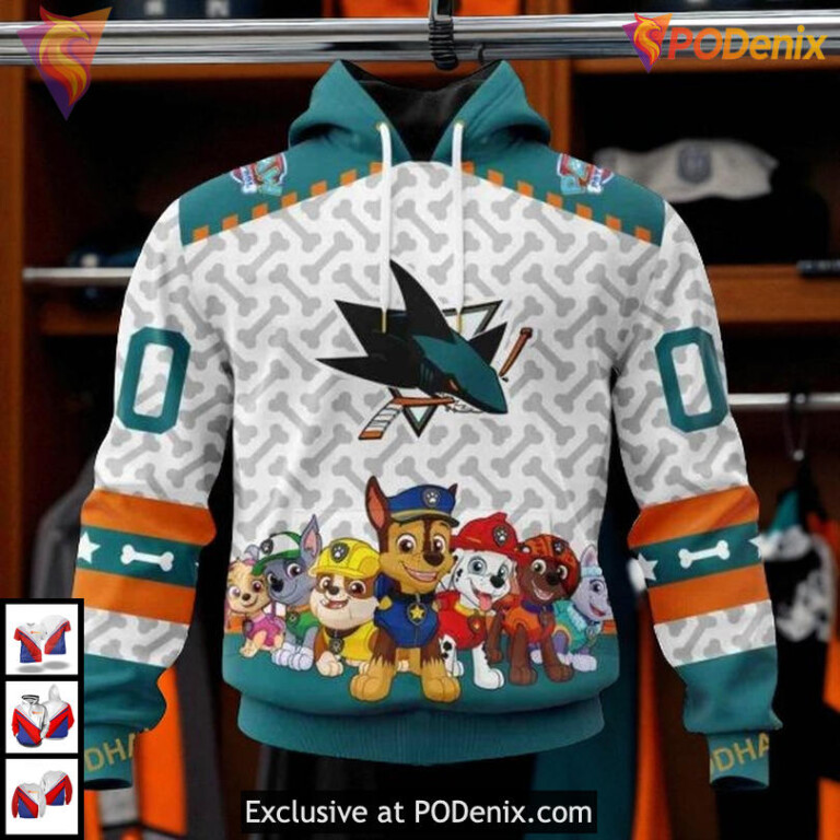 Paw Patrol Cartoon Style Design Custom San Jose Sharks Graphic Hoodie 3D