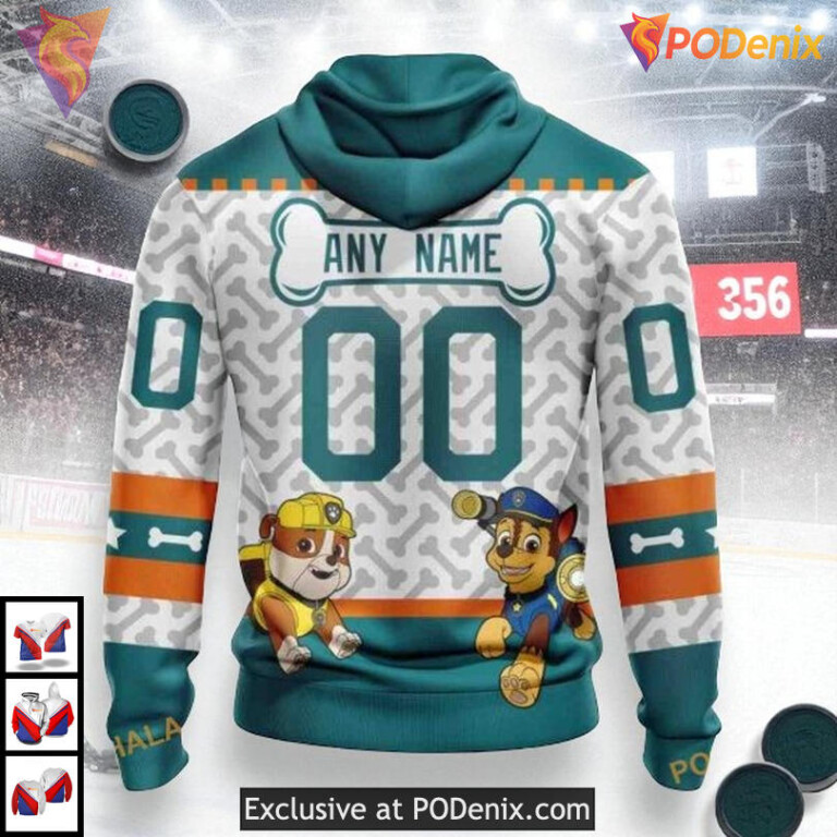 Paw Patrol Cartoon Style Design Custom San Jose Sharks Graphic Hoodie 3D - 1